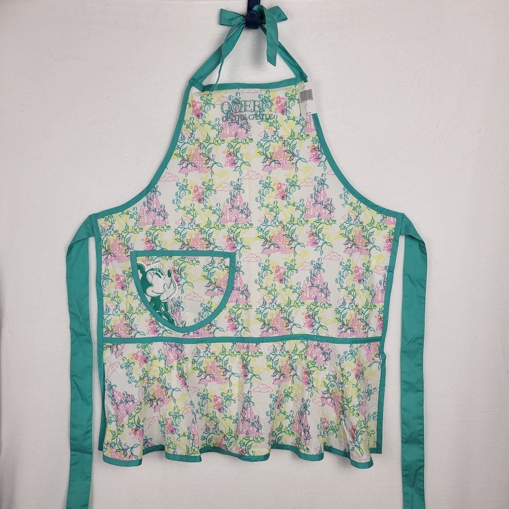 Disney Parks Queen of the Castle Minnie Mouse Apron 100% Cotton Cooking Baking